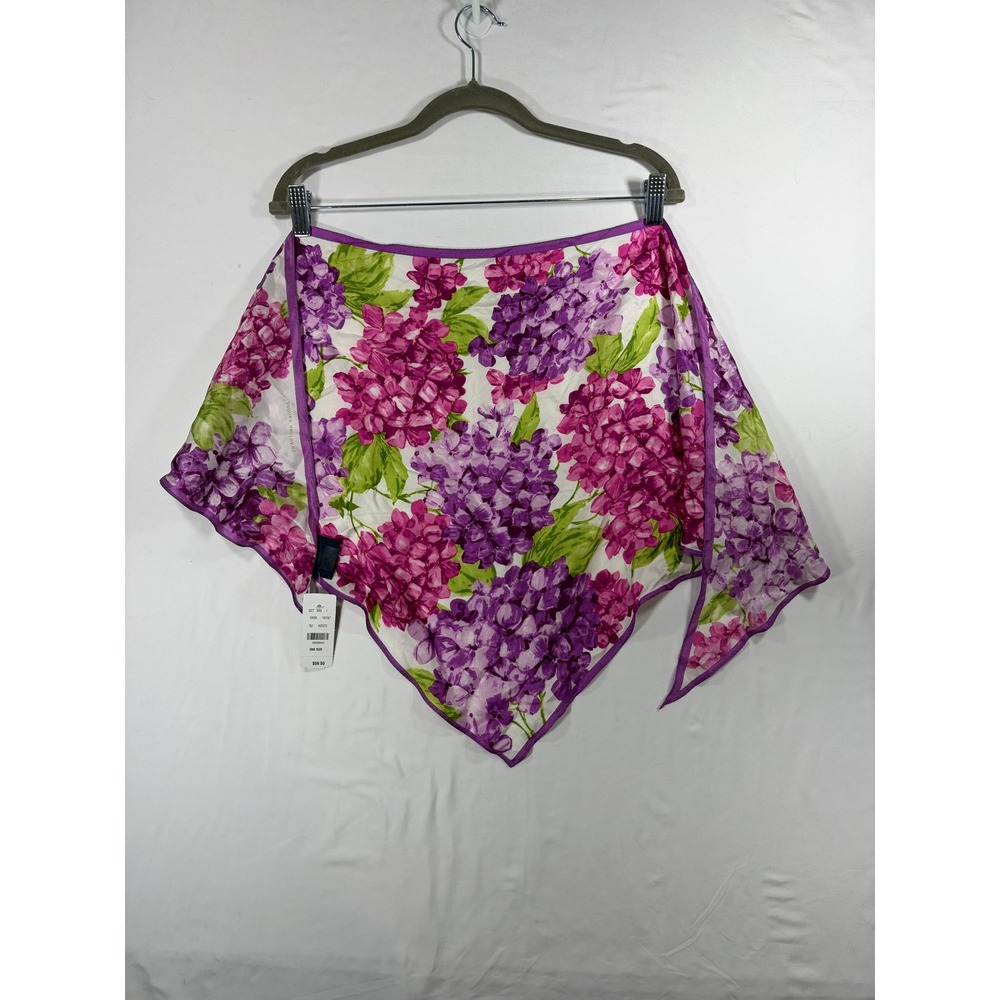Brooks Brothers Silk Scarf Womens OS Purple Floral Hydrangea NWT Square 35in
